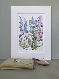 Delphiniums, Highgrove print