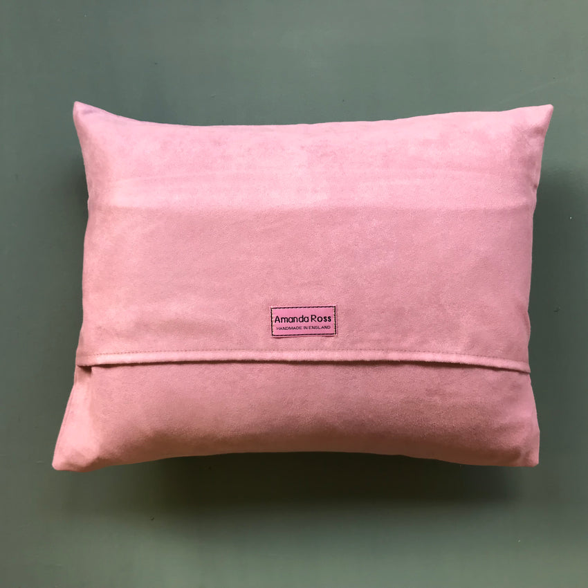 Allium pink suede cushion