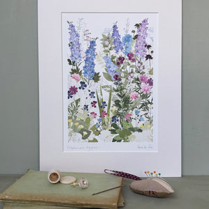 Delphiniums, Highgrove print