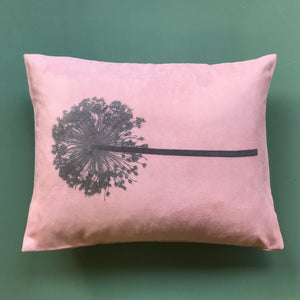 Allium pink suede cushion