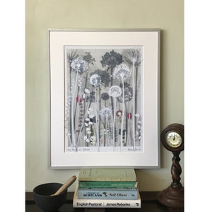 Ivory Alliums and Cotton Sedge Original Print