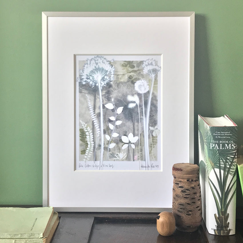 Pale Cotton Sedge and Vine Leaf, 30 x 40