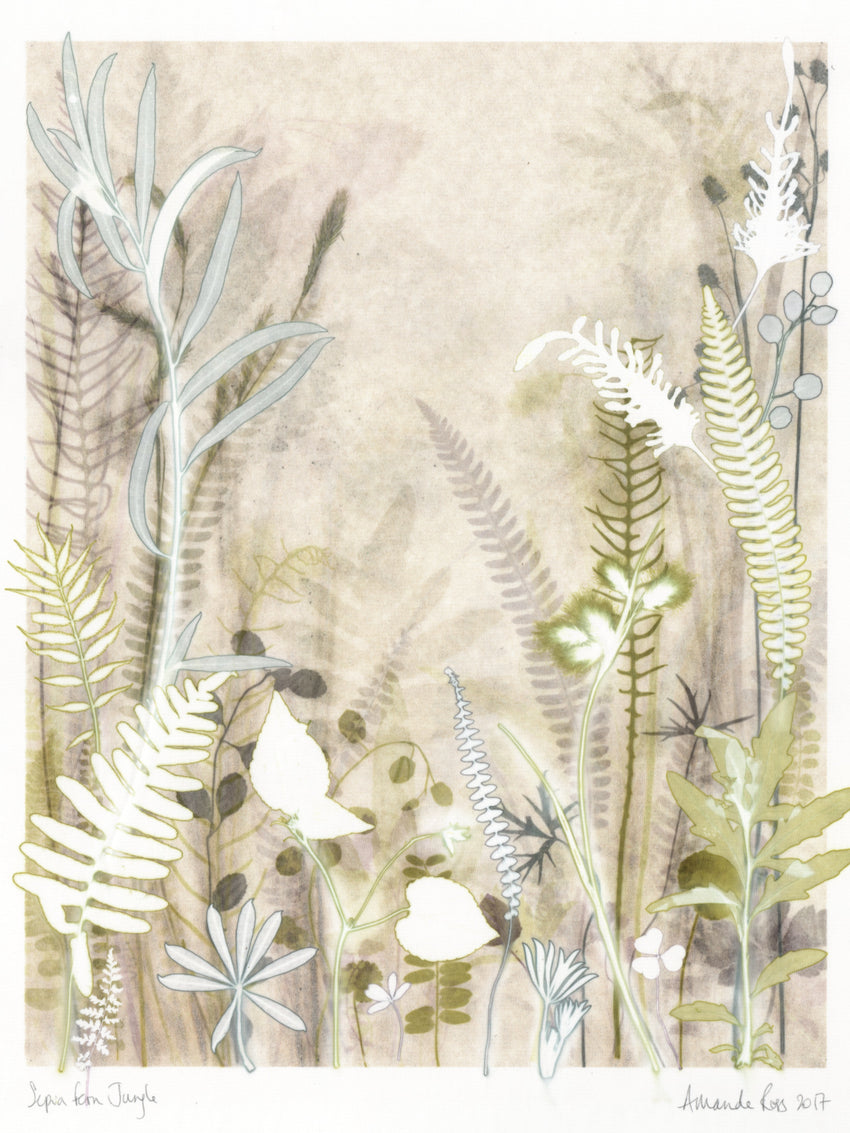 Sepia Fern Jungle Original Print